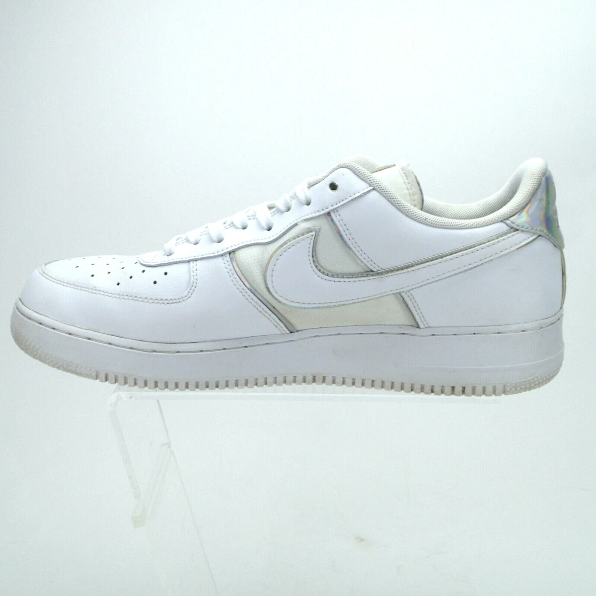 Nike Air Force 1 07 LV8 White Iridescent Silver AF1 AT6147-100 Men's  Size 13