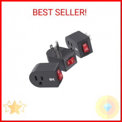 Cable Matters [ETL Listed] 3 Pack Grounded Outlet with ON Off Switch, Single Out