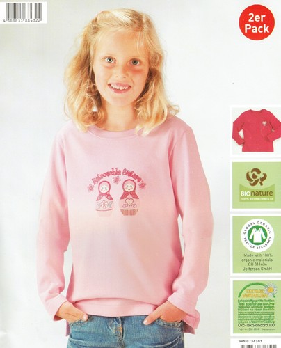 1er/2er/3er Pack Kinder Mädchen Jungen Langarmshirt Sweat Shirt Bio-Baumwolle - Bild 8 von 12
