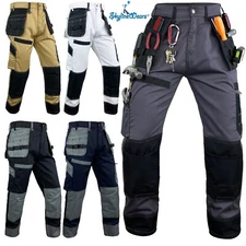 Heavy Duty Mens Cargo Work Pants Tactical Utility Trouser With Knee Pads Pockets