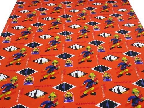Resto de tela 18x150cm algodón jersey bombero Sam naranja rojo tela infantil - Imagen 3 de 4