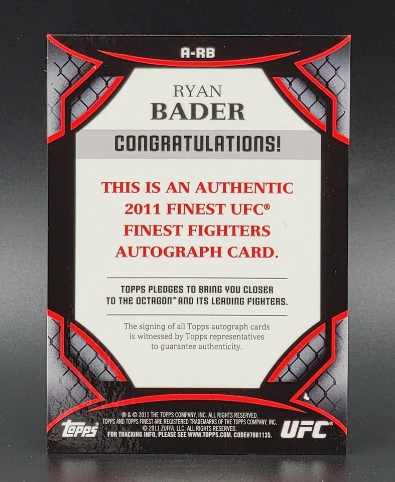 2011 Topps Finest UFC Autographs #A-RB Ryan Bader - Image 2 of 2