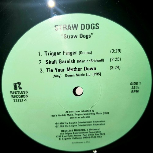 STRAW DOGS EP 12" VG+ 1986 Restless Vinyl 72121 Punk Rock Hardcore - Picture 3 of 3