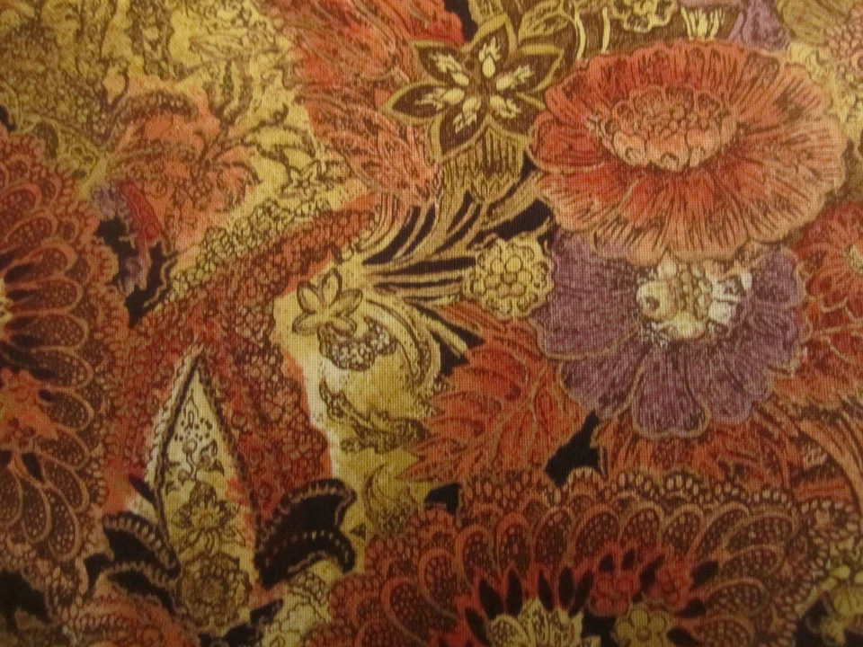 Robert Kaufman Cotton Fabric Florals Brown Plum Rust Beige BTYx 44 - Image 3 of 4