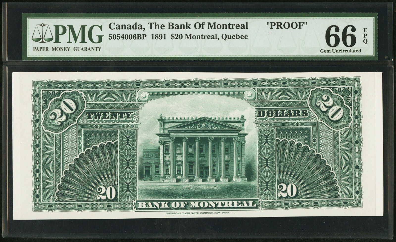 [PMG-66 EPQ] PROOF 1891 Canada Montreal 20 Dollars 5054006BP | eBay