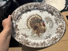 NEw WILLIAMS SONOMA Plymouth Turkey Platter -19”  Length, Thick Porcelain