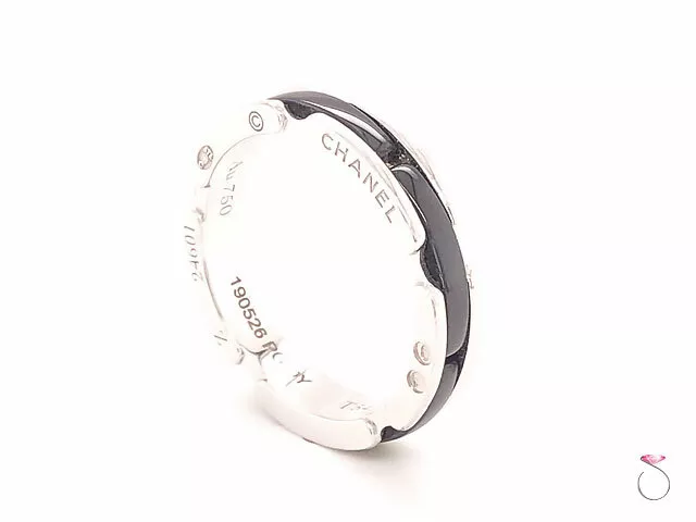 Chanel 18k White Gold and Diamond Black Ceramic Ultra Ring Size 7.5 -  Yoogi's Closet