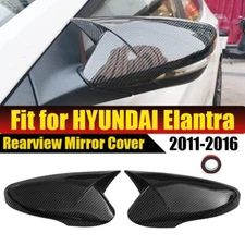 Carbon Fiber Black Rearview Mirror Cover Caps Trims For Hyundai Elantra 2011-16