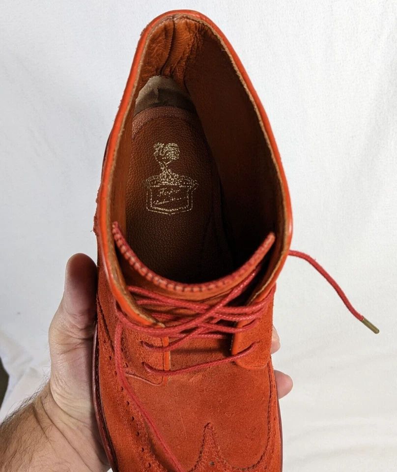 FLORSHEIM by DUCKIE BROWN Hombres 11 Botas Punta de Ala Cuero Perforado Rosa Desierto Foto 3 de 4