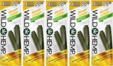 Wild H. Natural Wraps Rolling Papers 20 Total Wraps 5 Pouches (Honey Lemon)