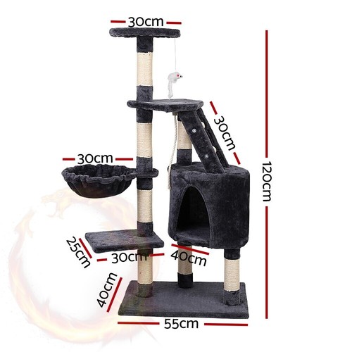 i.Pet Cat Tree 120cm Tower Scratching Post Scratcher Wood Condo House Bed Toys - Picture 2 of 8