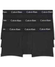 Calvin Klein L20707 Men's Black 3-Pack Cotton Stretch Low-Rise Trunks Size L
