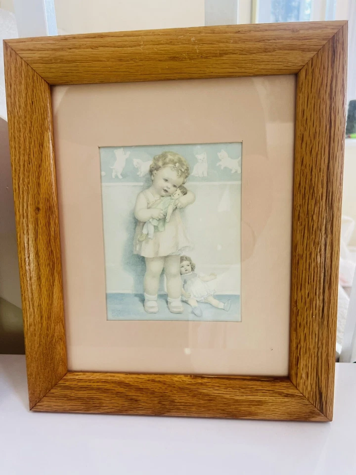 Juego de 2 impresiones de Bessie Pease Gutmann - Love Is Blind y Benjamin Scolds perro ENMARCADO Foto 4 de 4