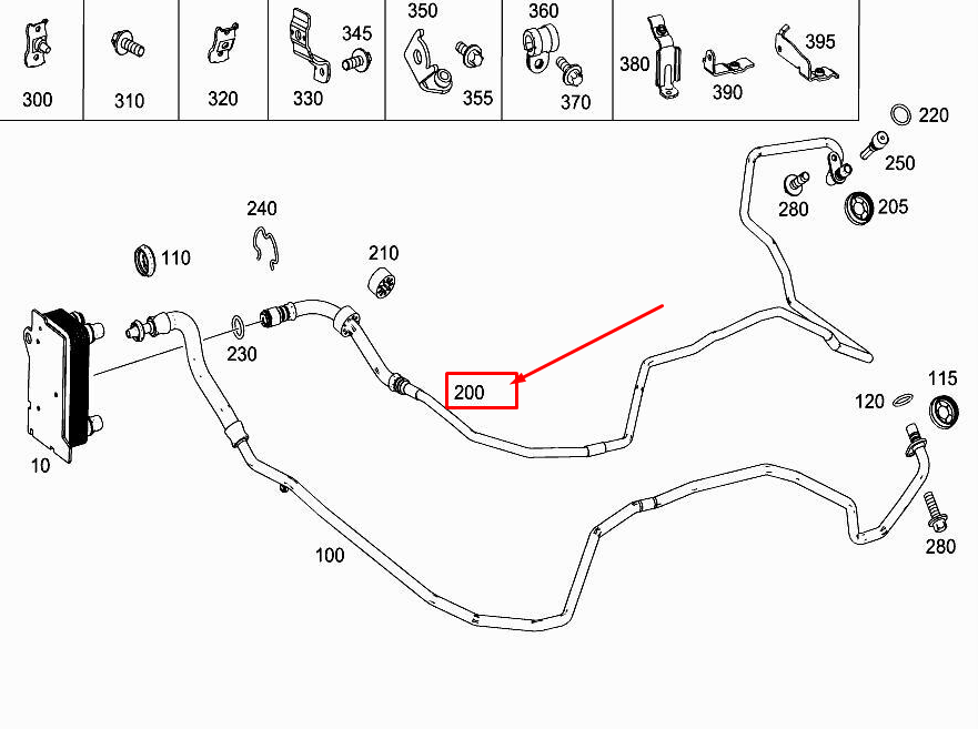 MERCEDES-BENZ S W222 Right Transmission Oil Line A2222704003