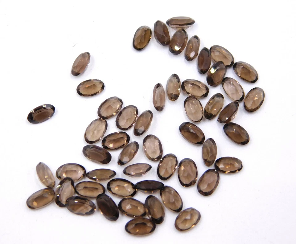 Piedras preciosas sueltas de corte ovalado ahumado natural de 3X5 mm 10 quilates 45 piezas para joyería P-2450 Foto 3 de 4