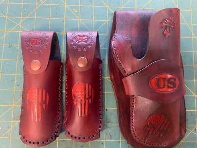 Handmade Leather LG Auto Holster & 2 mag pouch 