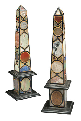 24'' two black Marble Obelisk lapis Inlay Art & collectibles home room decor