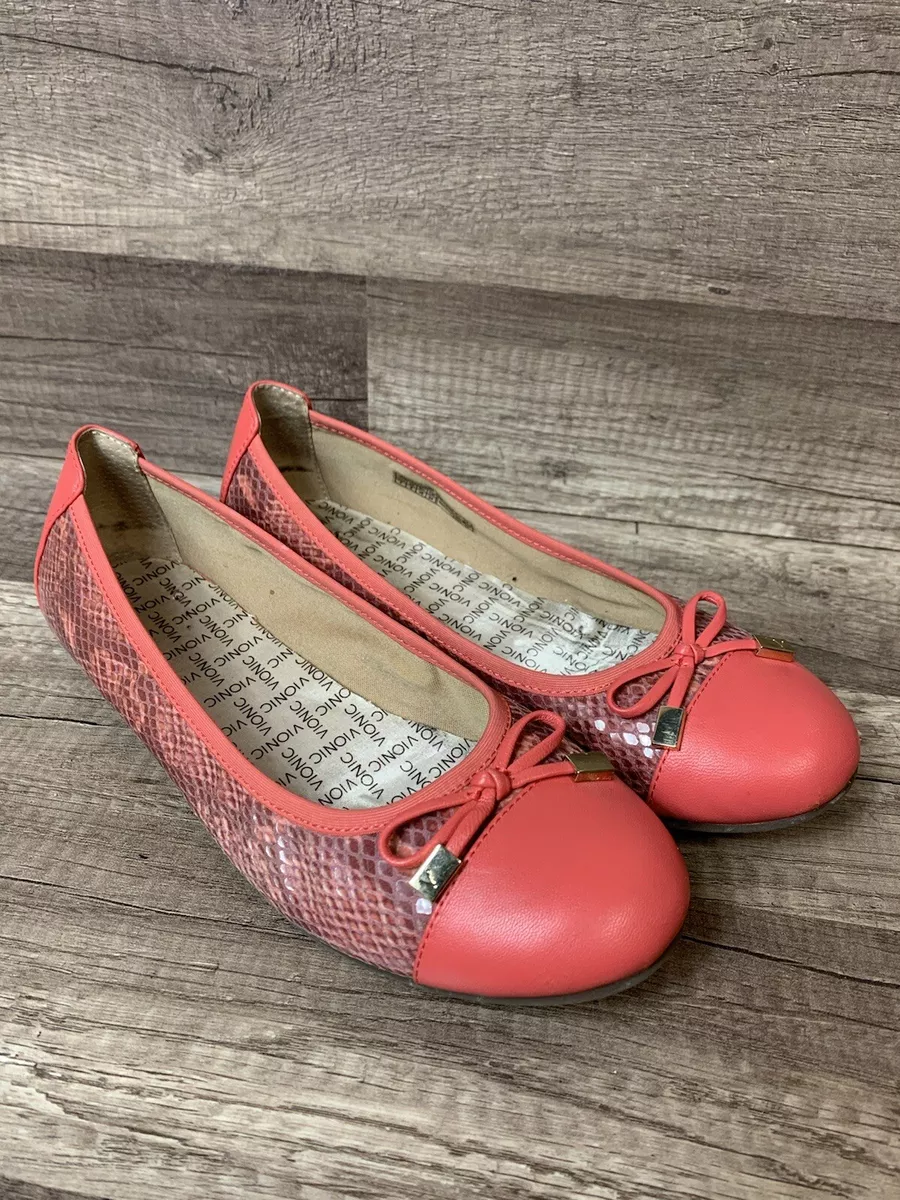 VIONIC 359 Minna Pink Leather Flats Ballet Cap Toe Sname CAP TOE SLIP ON SHOE