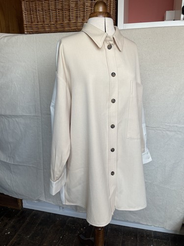 Cos White & Beige Shirt/jacket/dress Medium 12 NEW - Picture 2 of 7