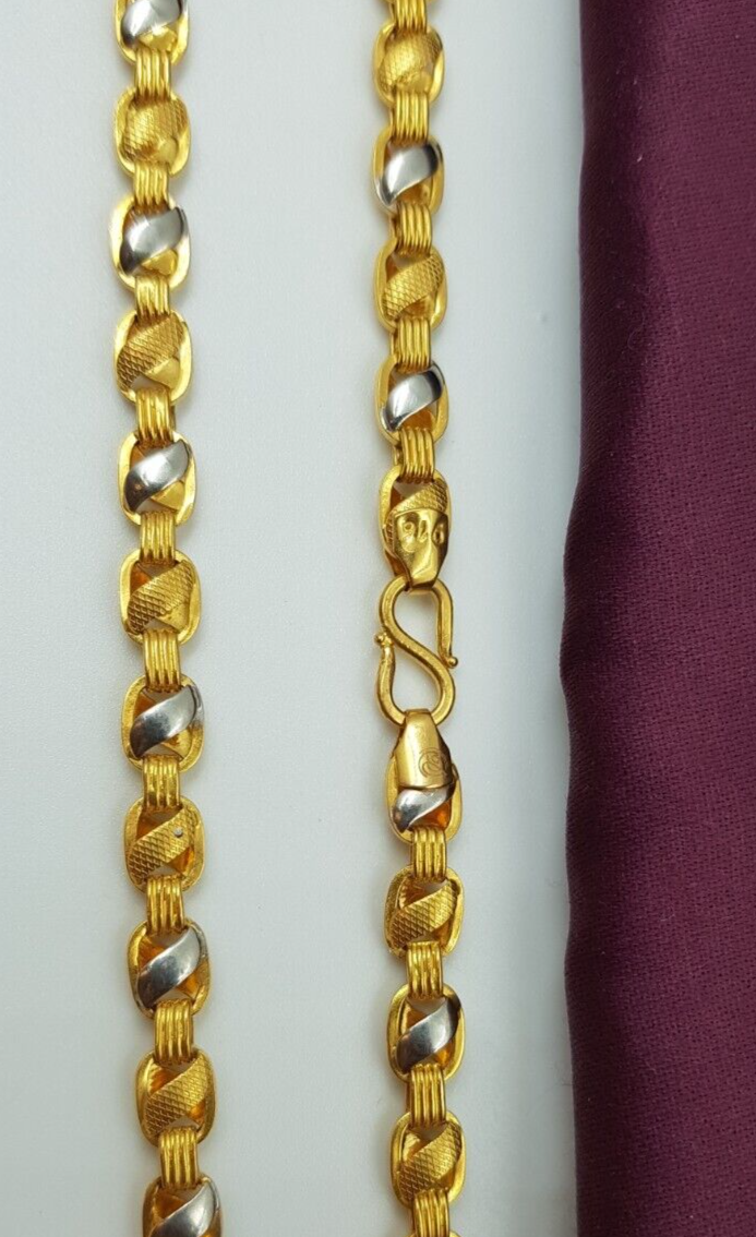 Collier Homme En Or Jaune 22 Carats - Chaîne Lotus Faite Main - 20 Pouces, 31 Grammes - Classy Dubai