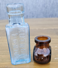 VINTAGE KUTNOW'S POWDER & 1oz BOVRIL LIMITED GLASS BOTTLES - COLLECTIBLE