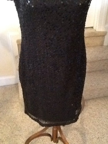 Ladies APART size 6 Black Sequined and Bead Trimmed Party Dress GUC - Picture 10 of 12