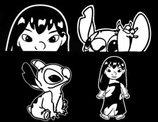 Lilo  Stitch Four 4" White Vinyl Graphic Decals Car Window laptop notebook