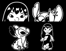 Lilo & Stitch Four 4" White Vinyl Graphic Decals Car Window laptop notebook