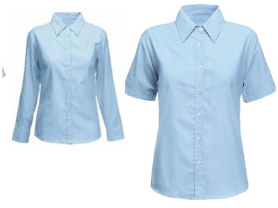 Mädchen Blau Schulshirts Kurzarm, Langarm Schule Büro Damen Bluse