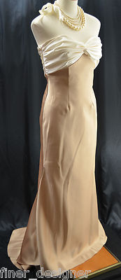 BARI JAY 511 DRESS gold cream SZ 6 FORMAL BRIDESMAID shimmer strapless GOWN  NEW | eBay