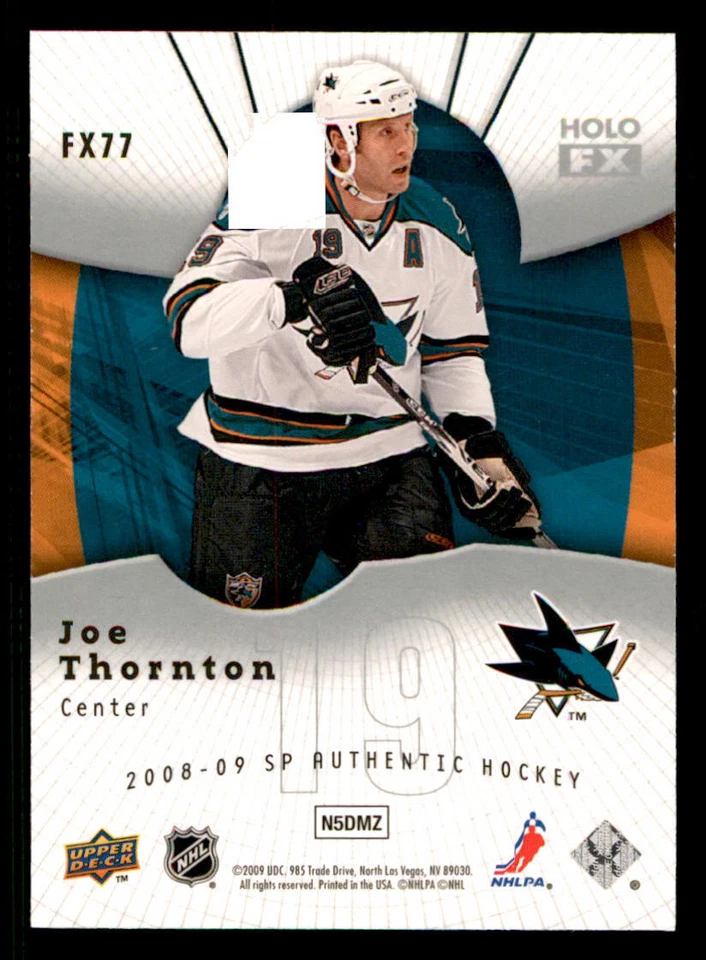 2008-09 SP Authentic Holoview FX #FX77 Joe Thornton - Image 2 of 2