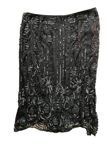 RALPH LAUREN Black Label Cocktailrock Perlen Pailletten Mesh romantisch Midi Länge - Bild 9 von 12