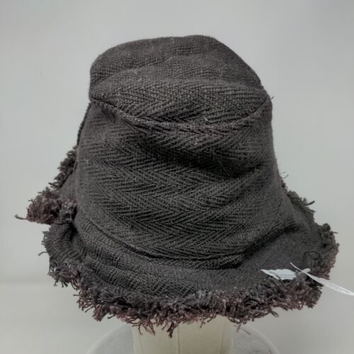 Earth Divas Sun Hat Gray One Size Hemp Frayed Summer Beach Cap Boho W/Tags - Picture 6 of 9