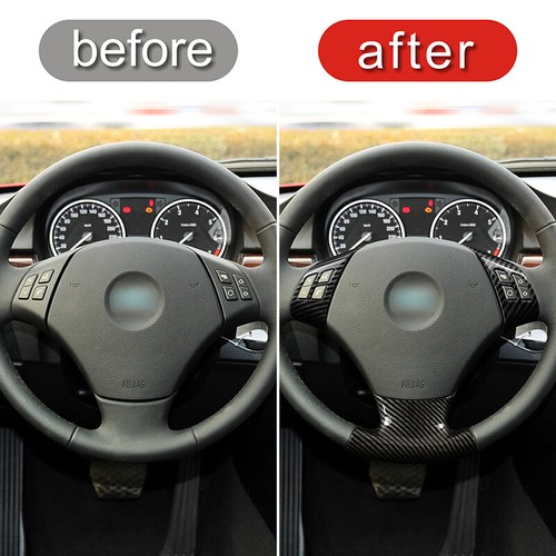 Carbon Fiber Look Steering Wheel Panel Cover Trim For BMW 3 Series E90 2005-2012 - Picture 3 of 7