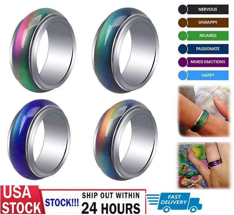 USA Stainless Steel Color Changing Mood Ring Temperature Rings For