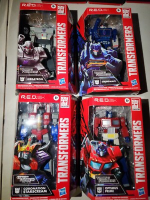 Hasbro Transformers R.E.D. Optimus Prime ,Megatron, Starcream, Soundwave Lot Of4