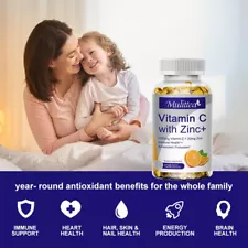 Vitamin C 1000mg with 20mg Zinc Powerful Antioxidant Immune Health Support