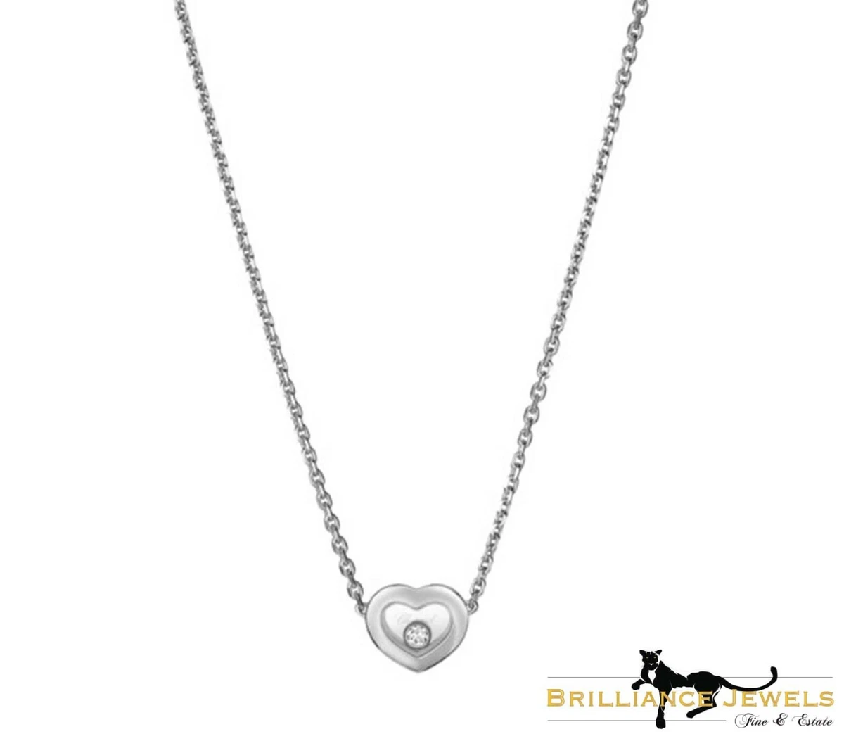 Louis Vuitton Diamond Heart Locket White Gold Pendant Necklace