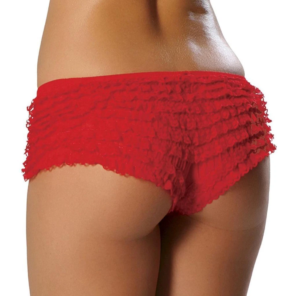 White Lace Ruffled Booty Shorts Cheeky Hot Pants Underwear Costume Dance 1364 - Image 2 of 4