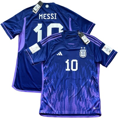 2022 Argentina Away Jersey #10 Messi Large adidas World Cup Patches Soccer Kit