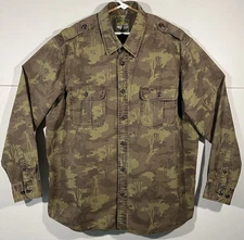 VTG Eddie Bauer Sport Shop Shirt Mens 2XL Button Up Long Sleeve Camouflage