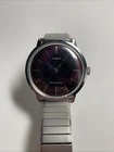 Vintage 1977 Manual Timex Marlin Plum Purple Dial With Expandable Steel Band