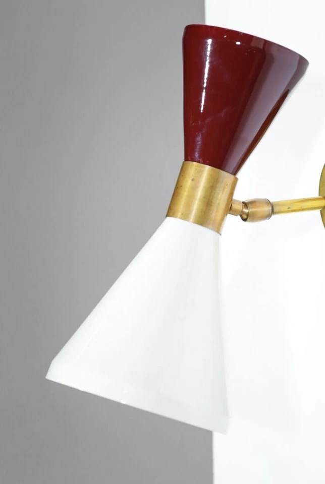 Par de luces de pared italianas Diabolo de latón y acero lacado estilo vintage artículo de regalo Foto 3 de 4