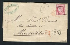 Rare lettre de Constantinople pour Marseille via Smyrne - Cachet de Boîte Mobile