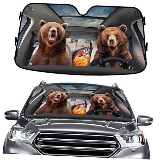 Bear Couple Funny Windshield Sun Shade for Car SUV Truck Size S 03. Bear Couple