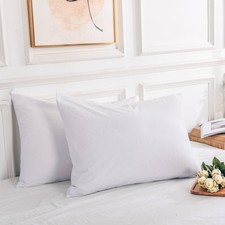 100 Organic Cotton Queen Pillowcases Set of 2, Envelope Closure Linen Feel T...