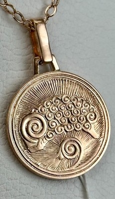 USSR Vintage Original 14K 583 Rose Gold Aries Pendant Golden Fleece Ram 4.18g