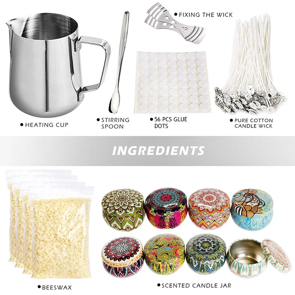 1-Aoresac Candle Making Kit For Beginners With Natural Beeswax For DIY ETUW - Image 3 of 4