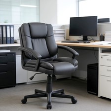 Executive Office Chair Racing Swivel Adjustable PU Leather Rolling Refurbished