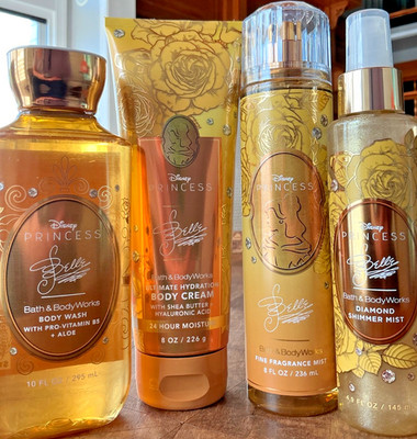 4pc Set DISNEY BELLE Shimmer Mist, Mist, Wash & Cream Bath and Body Works